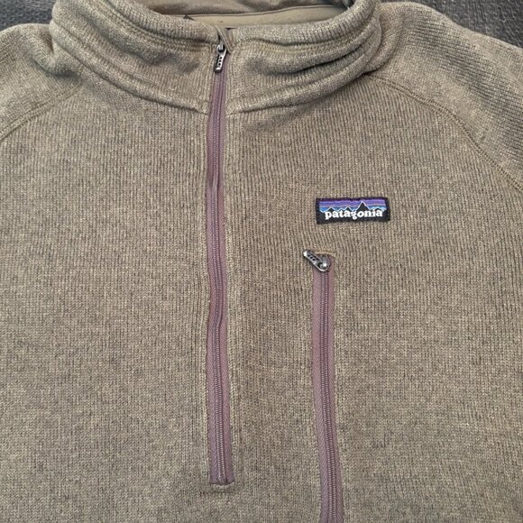Patagonia Mens Better Sweater 1/4 Zip Fleece Jacket Green Size Large w Hole - Picture 2 of 15